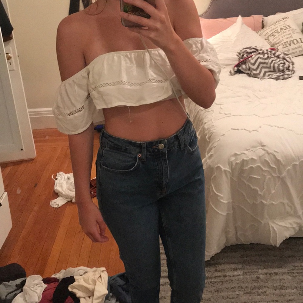 White LF crop top